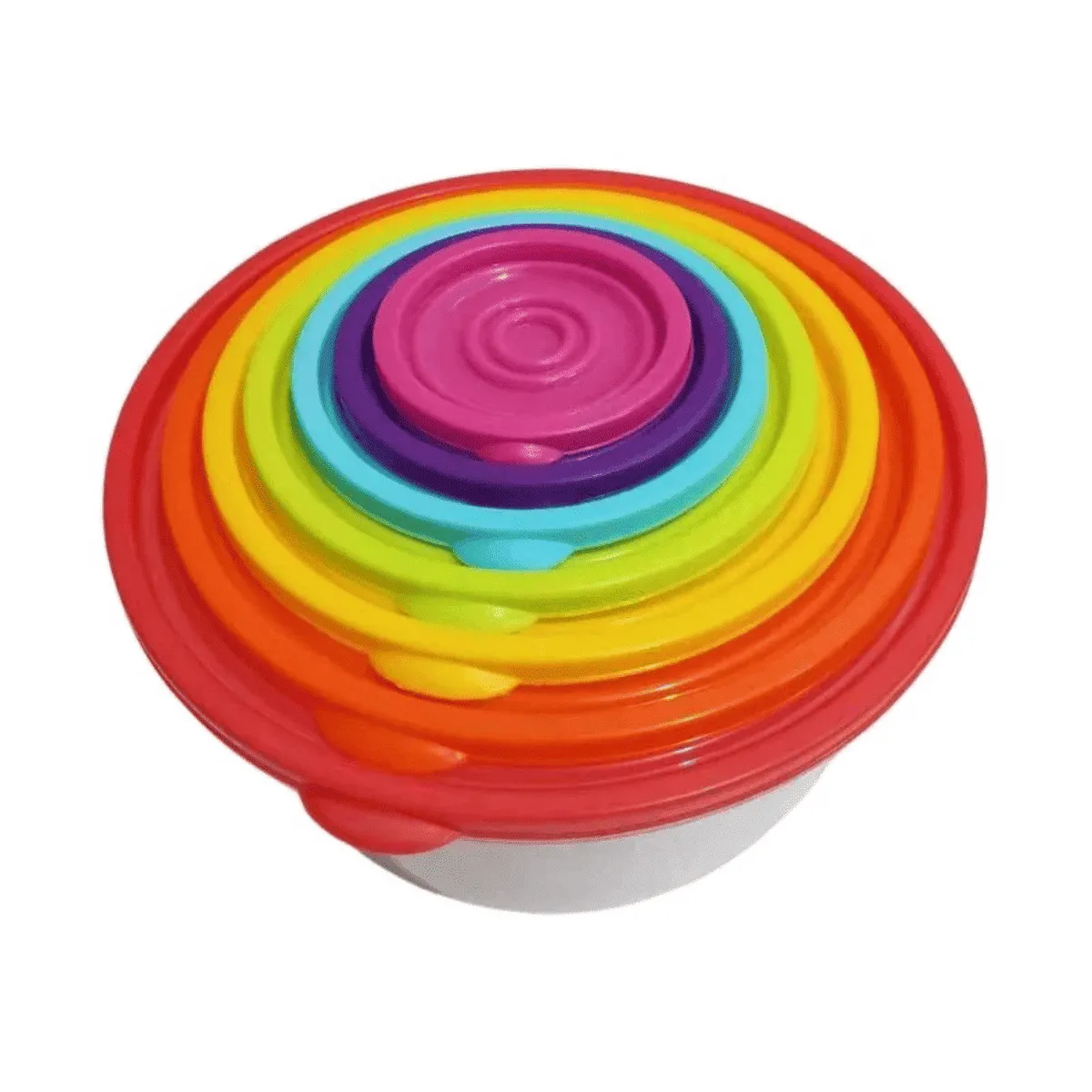 7 Pcs Round Rainbow Color Food Container Set