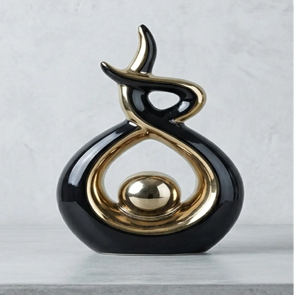 Black And Gold Abstract Decorative Sculpture