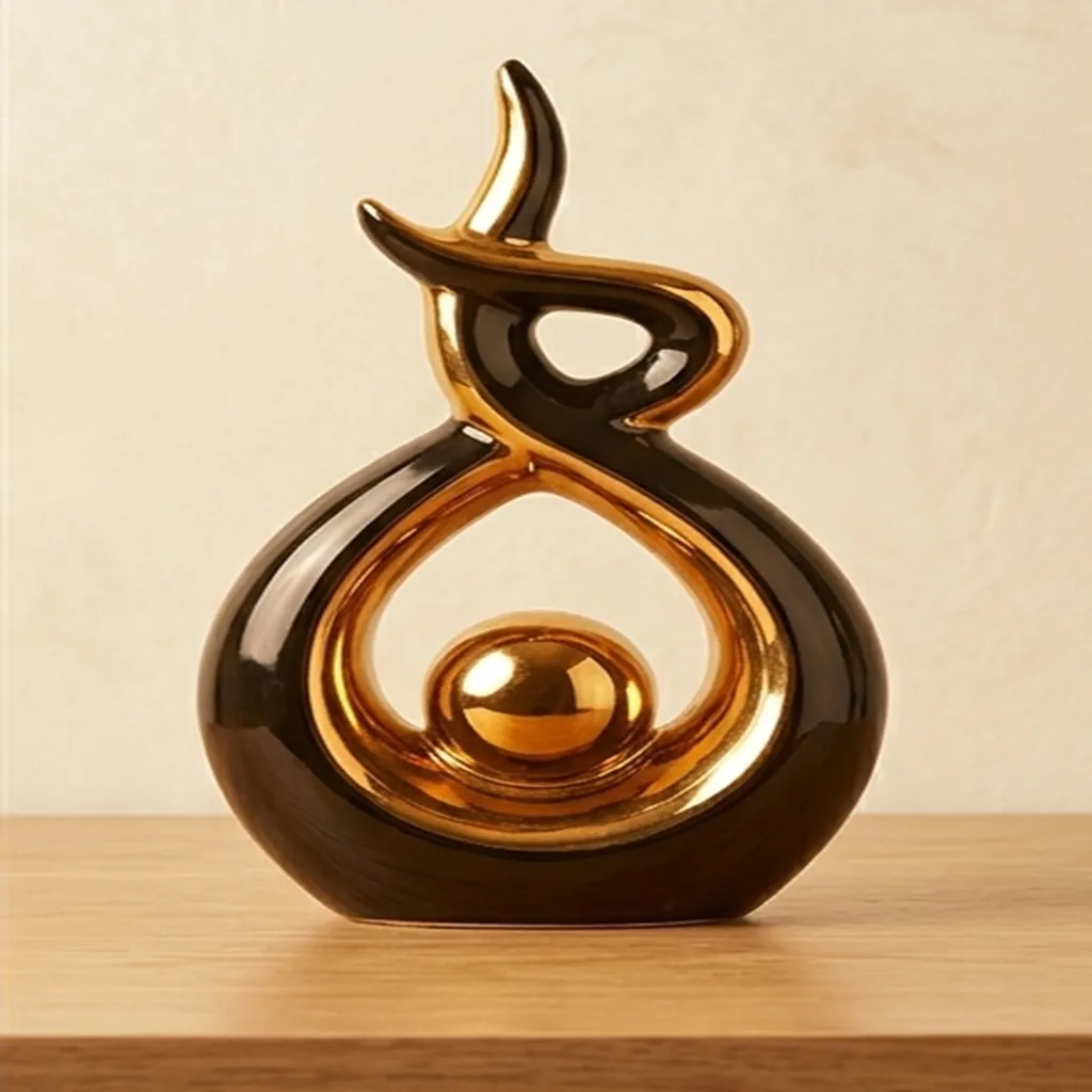 Black And Gold Abstract Decorative Sculpture (image 2 of 2)