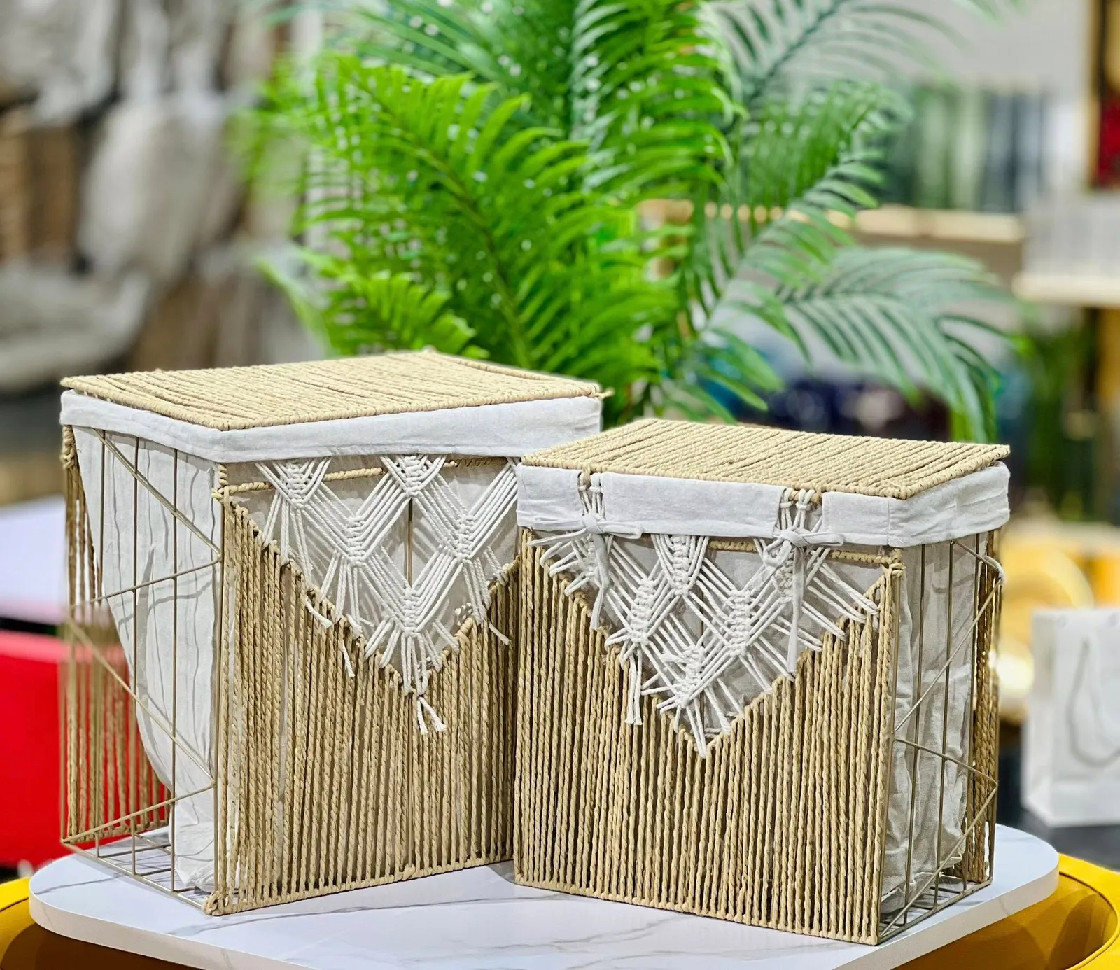 Boho Macrame Laundry Basket (image 2 of 3)