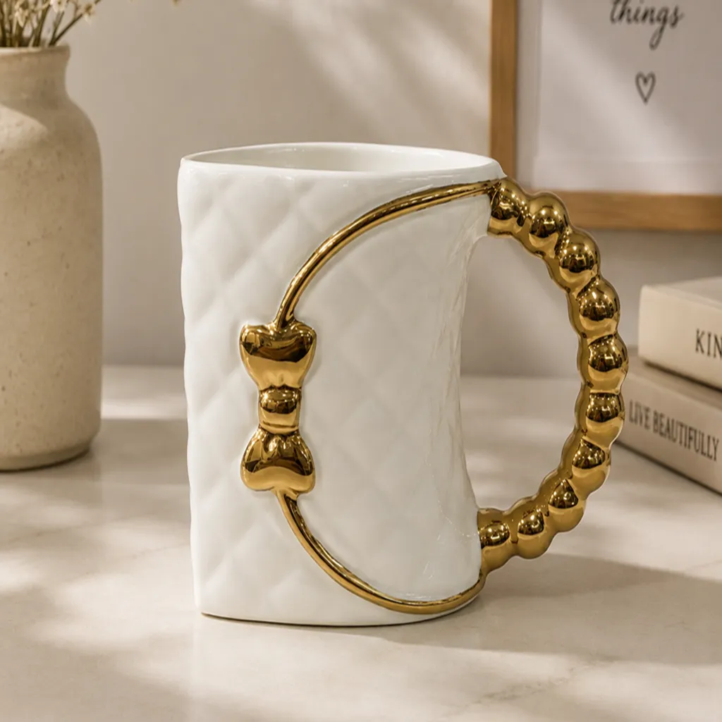 Bow Accent Luxury Ceramic Mug (image 3 of 3)