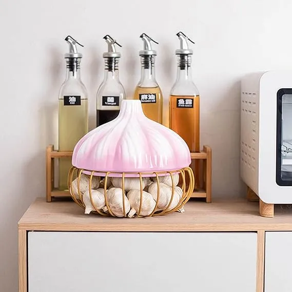 Ceramic Iron Garlic Storage Basket