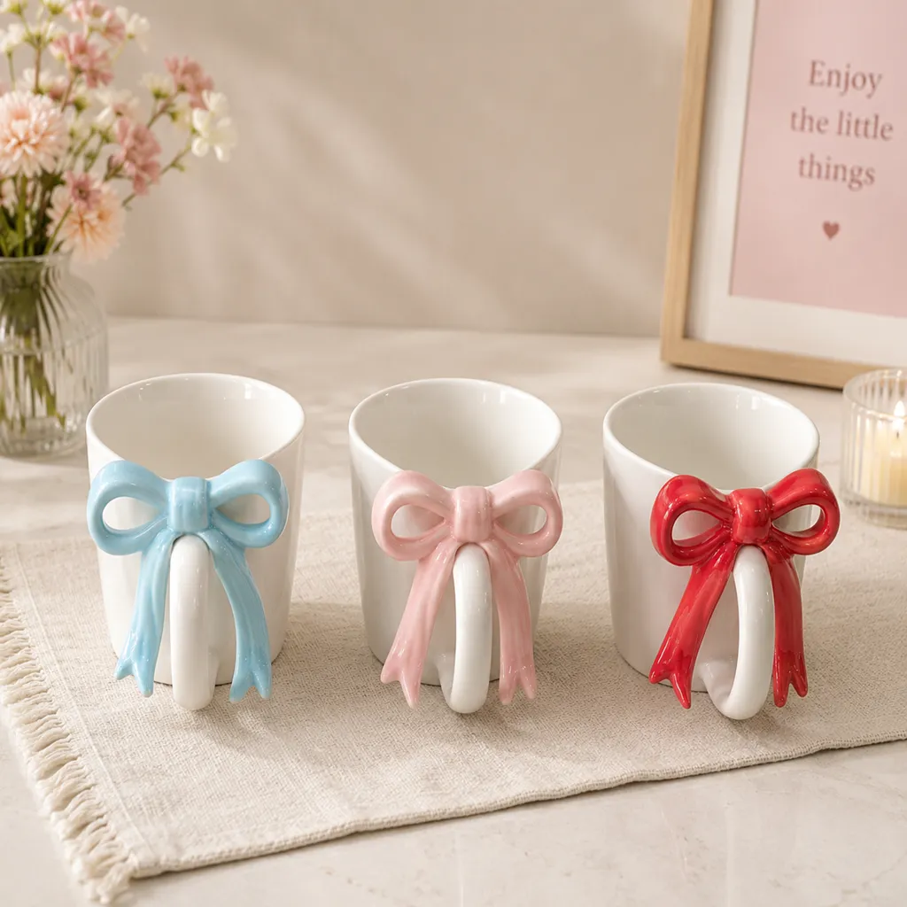 Charming Bow Accent Ceramic Mug
