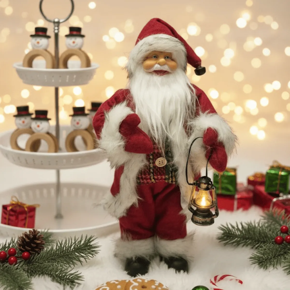 Charming Santa Claus Figurine with Lantern (image 2 of 2)