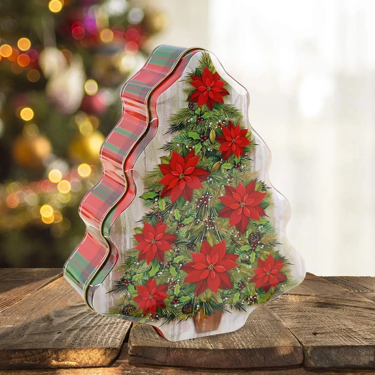 Christmas Tree Shaped Metal Tin Box (image 2 of 2)