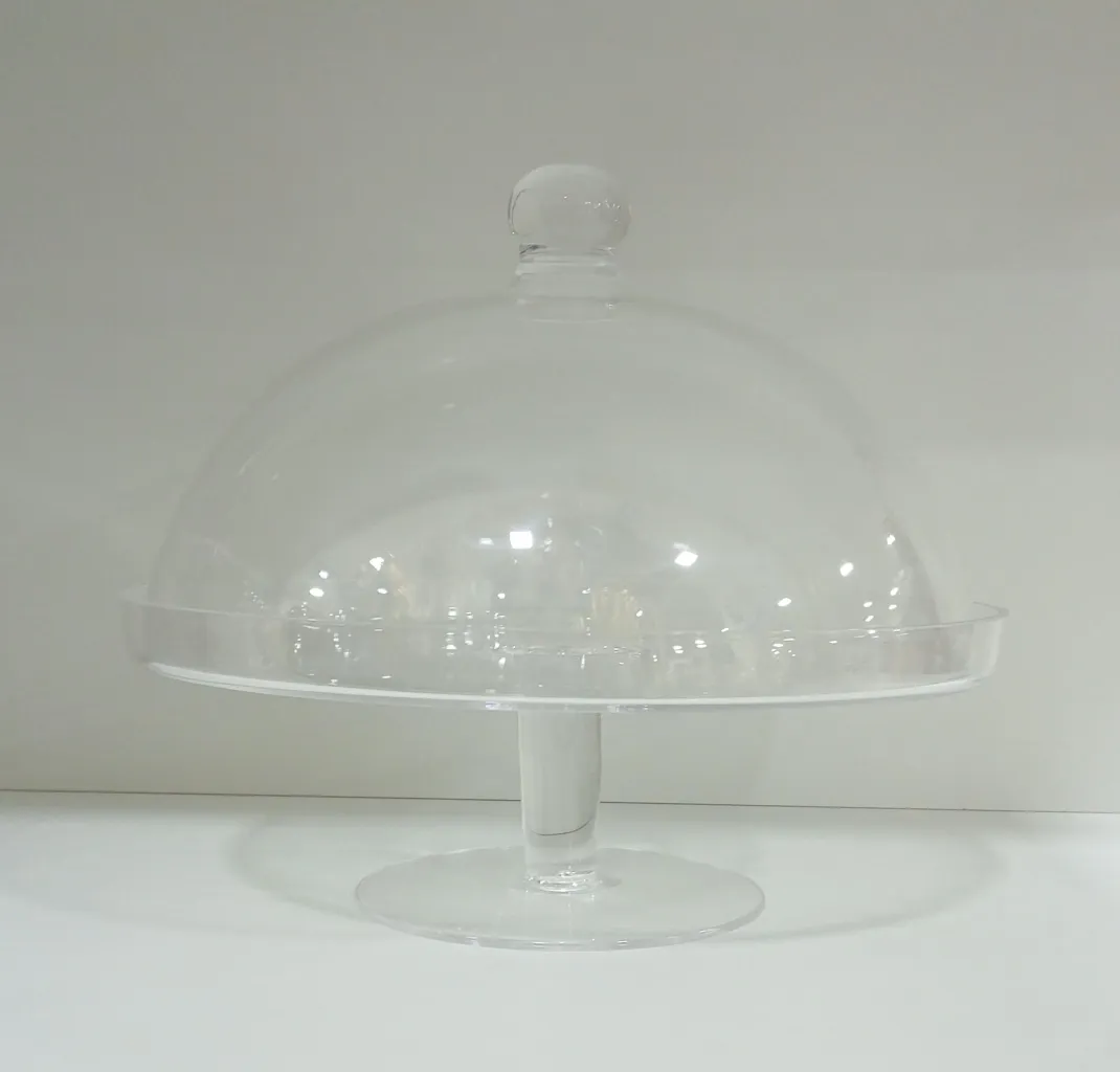 Clear acrylic pedestal cake stand with cloche
