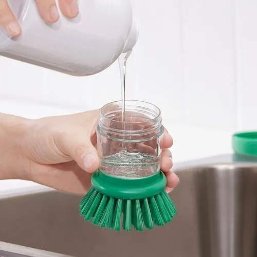 Dish-washing brush with dispenser, bright green (image 4 of 5)