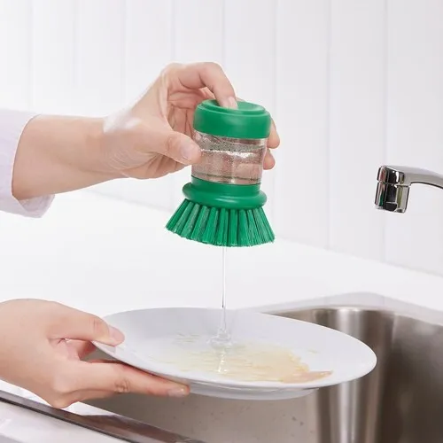 Dish-washing brush with dispenser, bright green (image 5 of 5)