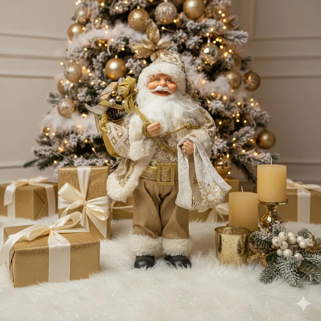 Elegant Santa Claus Figurine – Luxurious Gold & White (image 2 of 2)