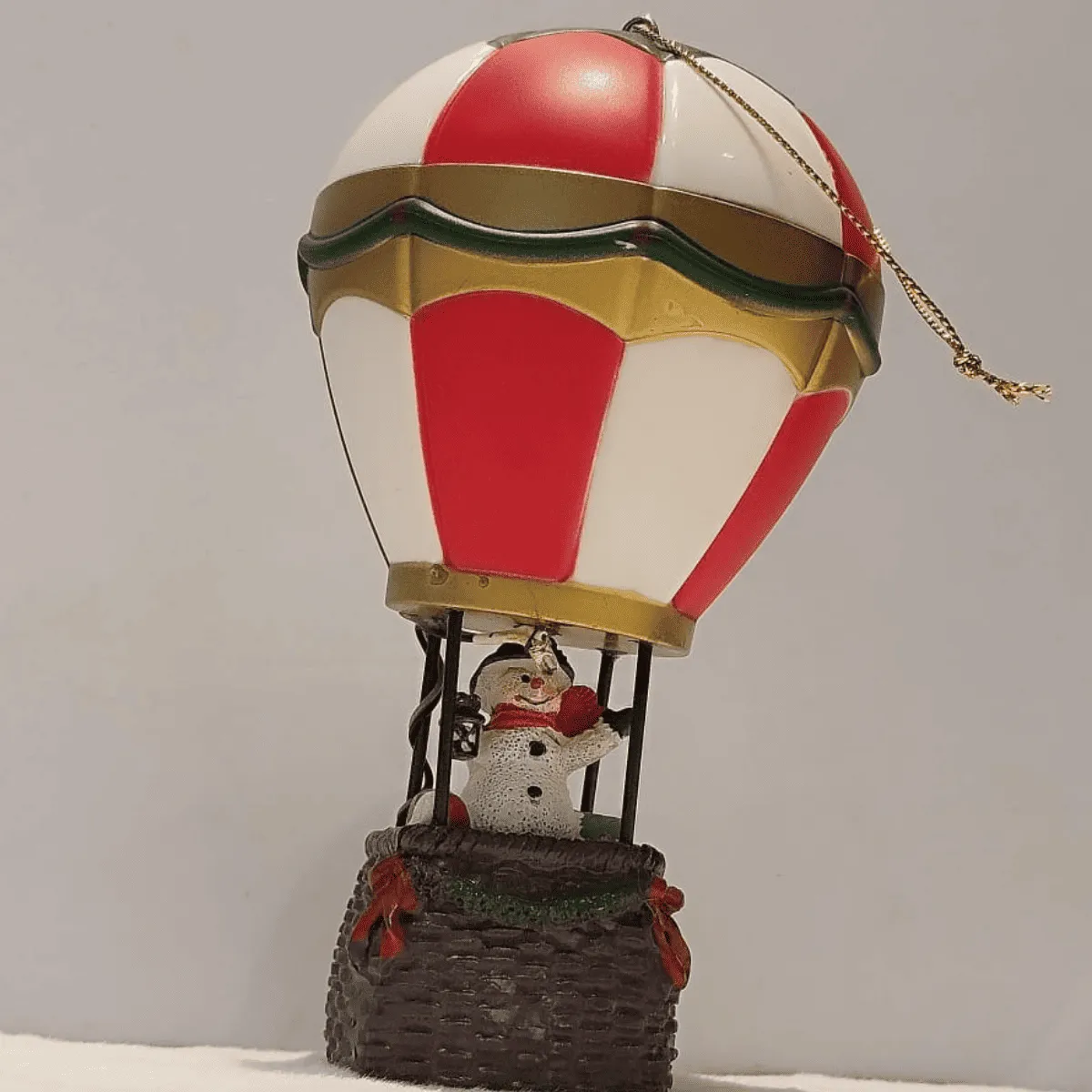 Festive Hot Air Balloon Snowman Ornament