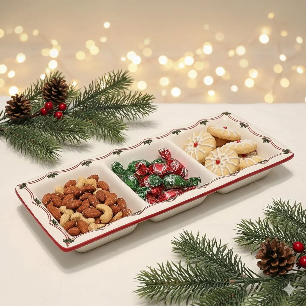 Festive Three- Compartment Serving Dish (image 2 of 2)