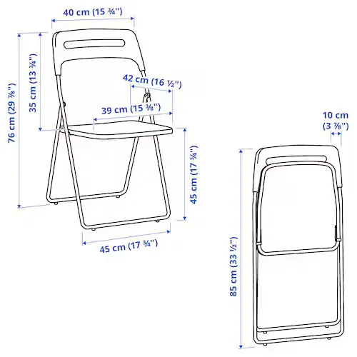 Folding chair, white (image 2 of 4)