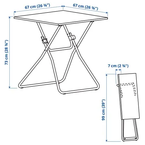 Folding table, black, 67x67 cm (image 5 of 5)