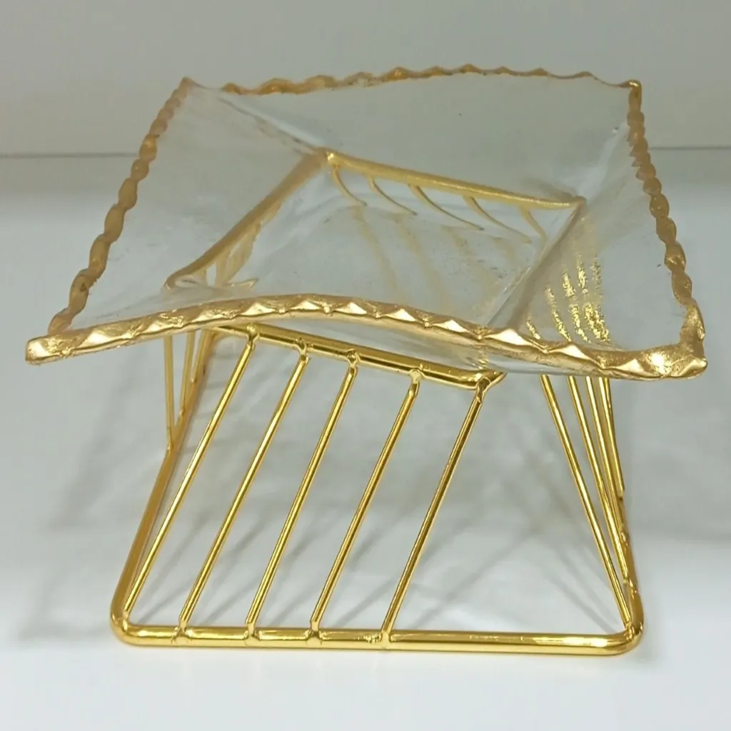 Gold Elevated Decorative Serving Tray (image 2 of 2)
