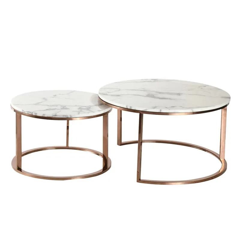 Gold Metal Frame Round Wood Coffee Table