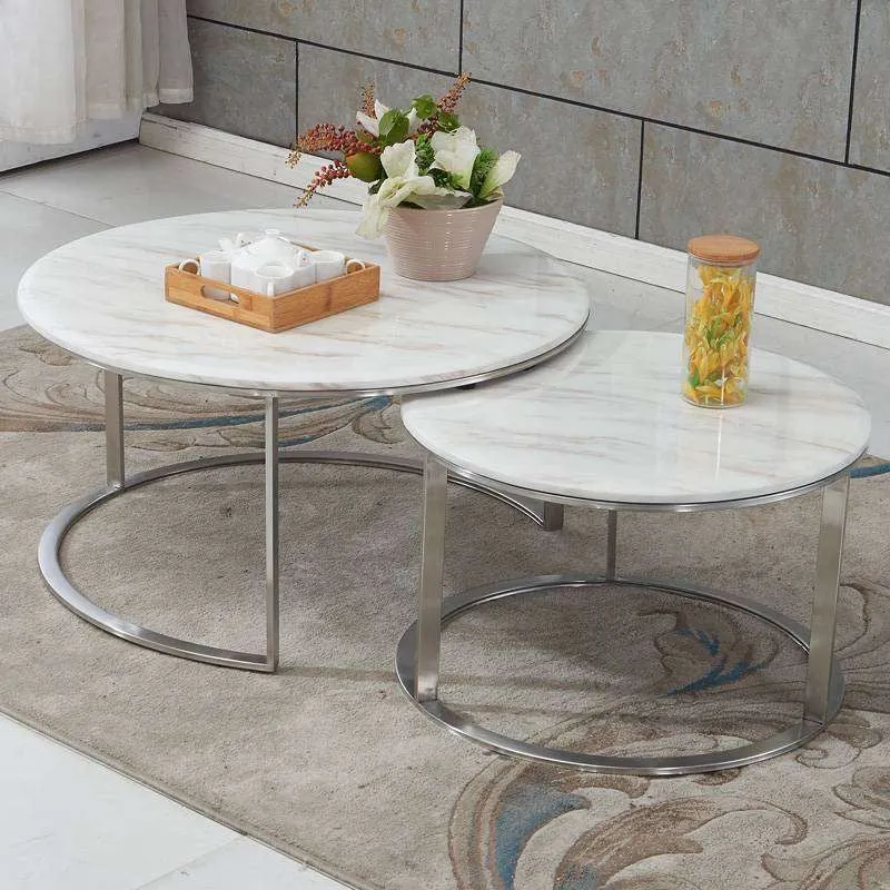Gold Metal Frame Round Wood Coffee Table (image 3 of 3)