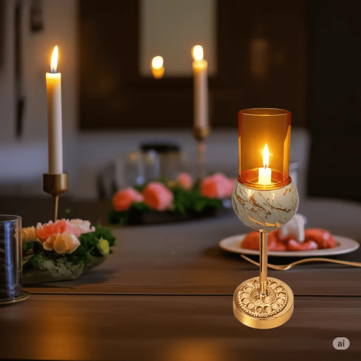 Golden Glow Dinner Candle Holder (image 2 of 2)