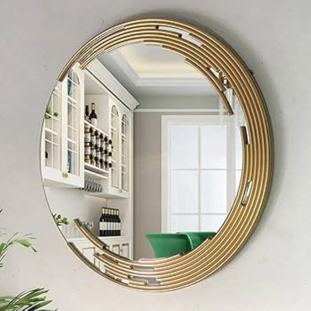 Golden Round Wall Mounted Mirror