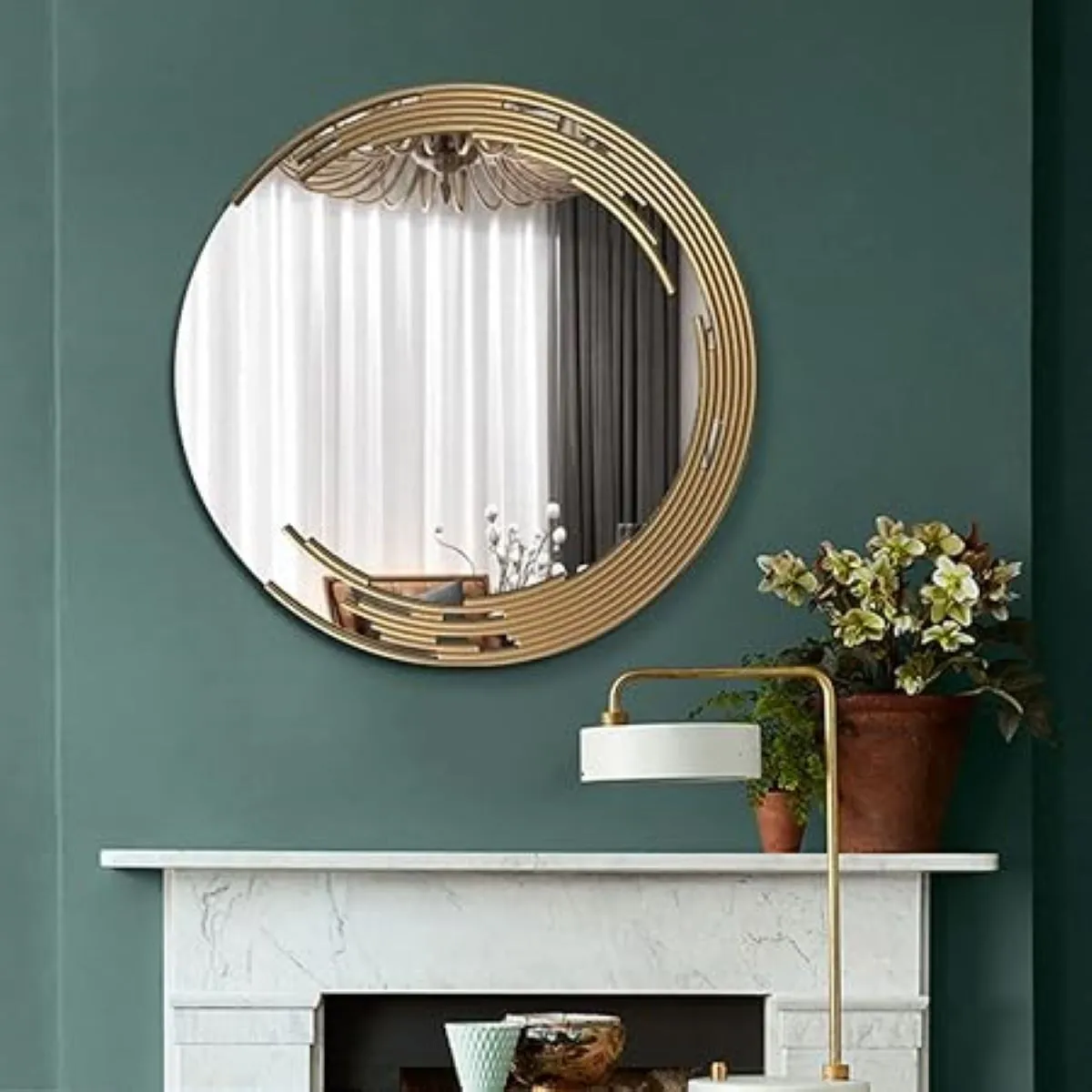 Golden Round Wall Mounted Mirror (image 2 of 2)