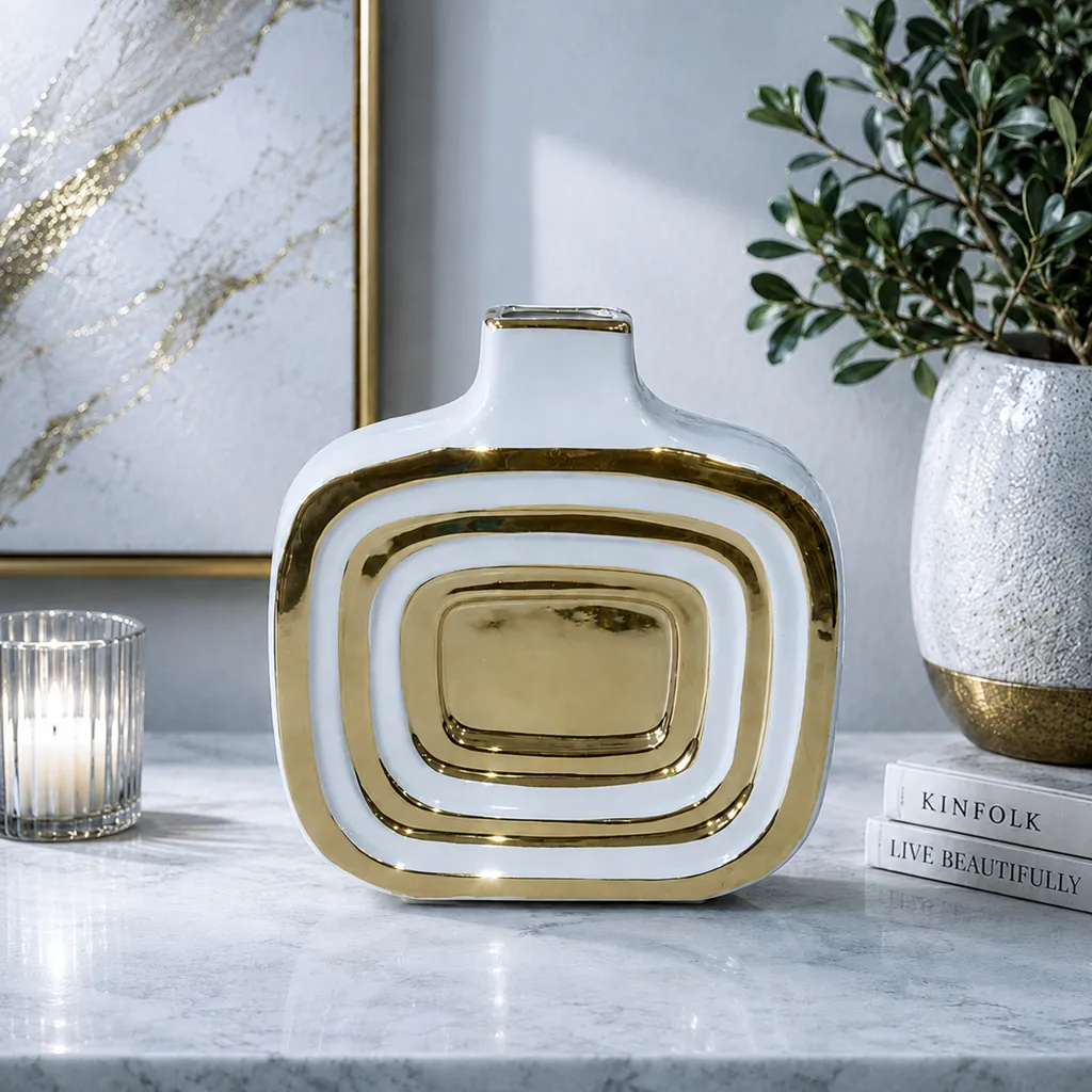 Luxury Black And White Gold Accent Vase (image 3 of 4)