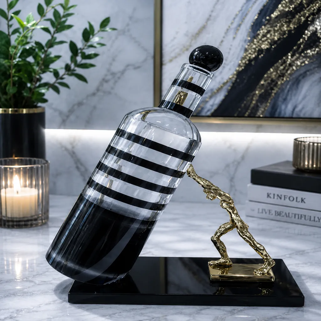 Luxury Black, Gold And Crystal Decorative Decanter