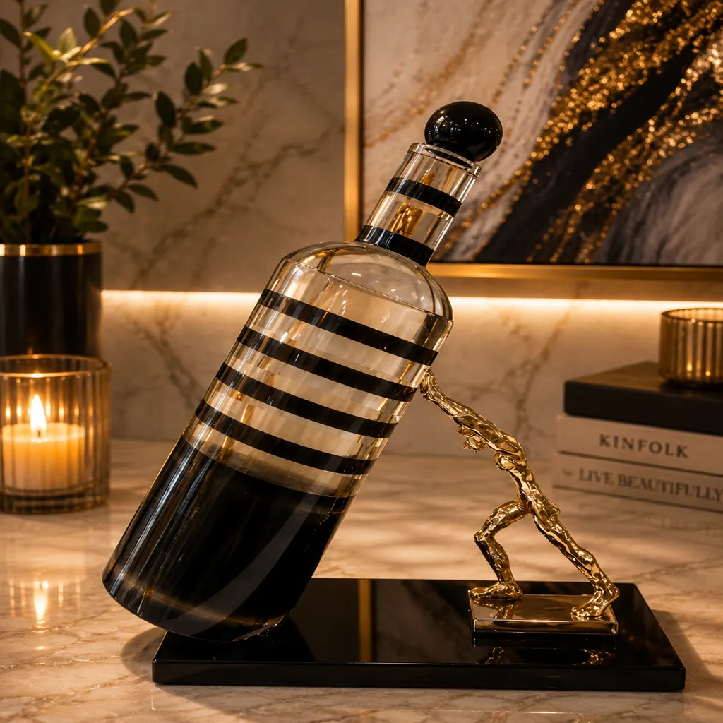 Luxury Black, Gold And Crystal Decorative Decanter (image 2 of 2)