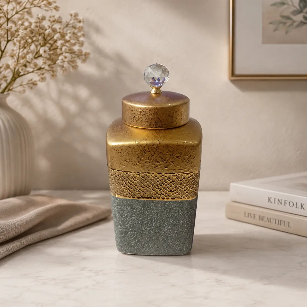 Luxury Gold And Grey Decorative Jar Set (image 2 of 3)