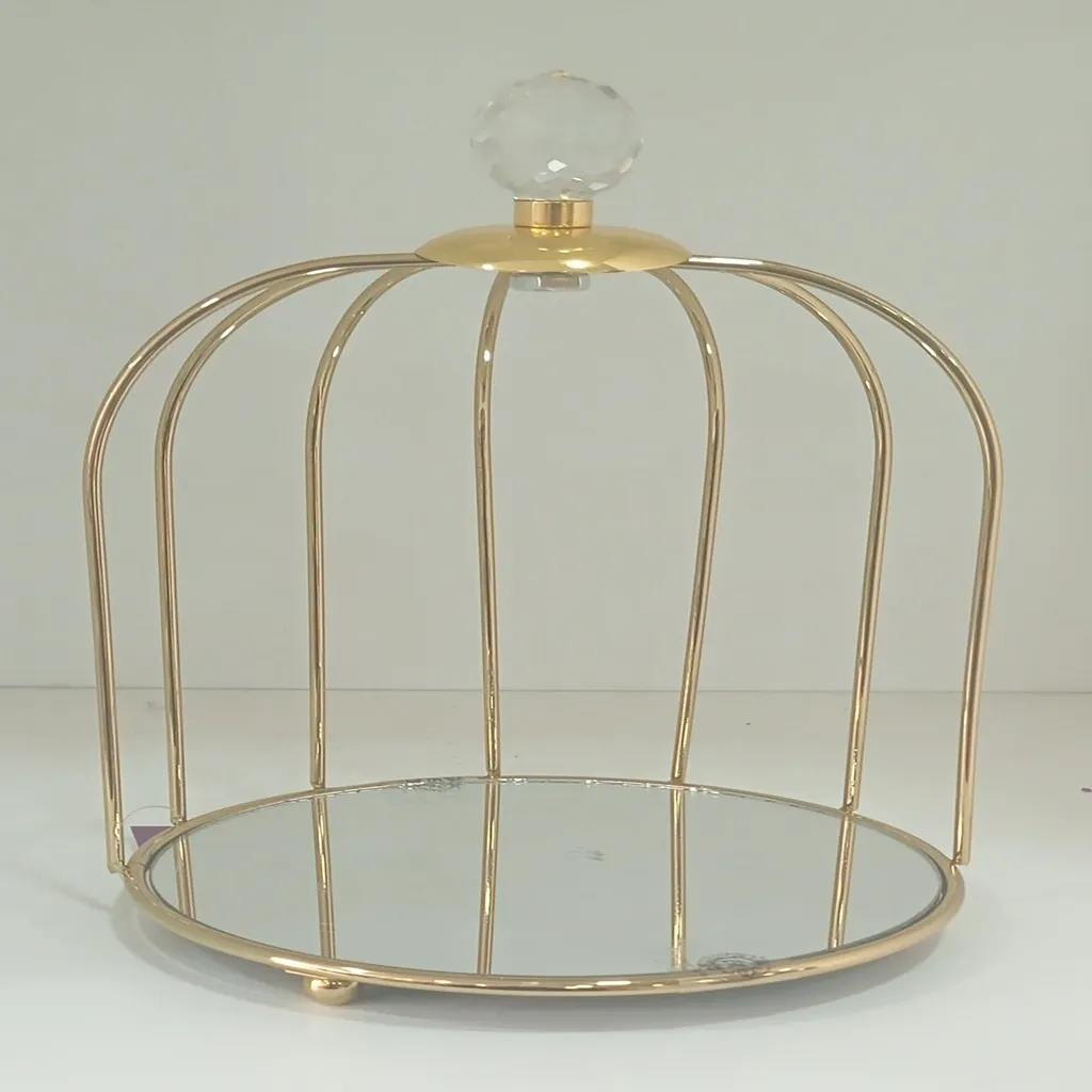 Luxury Gold Birdcage Mirrored Cake Stand