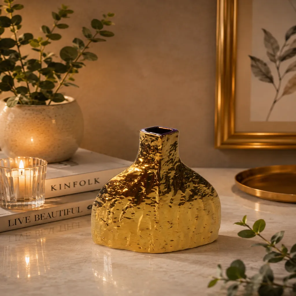 Luxury Gold Ceramic Decorative Vase (image 2 of 2)