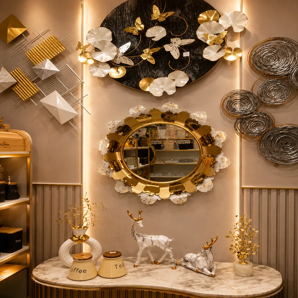 Luxury Gold Floral Round Wall Mirror (image 2 of 2)