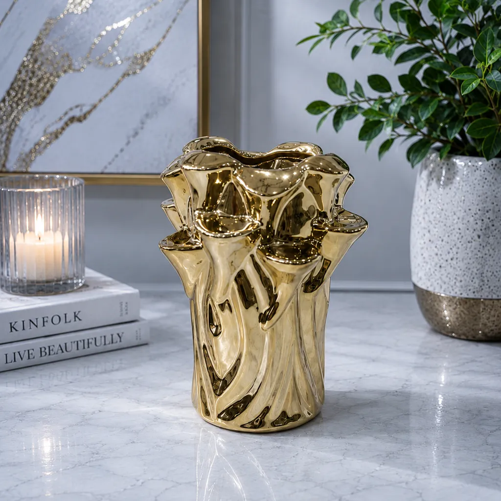 Luxury Gold Sculptural Decorative Vase