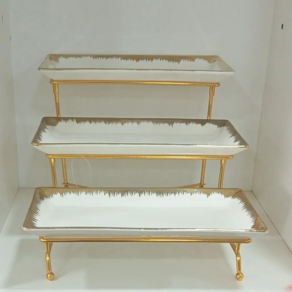 Luxury Three-Tier Rectangular Dessert Display Stand