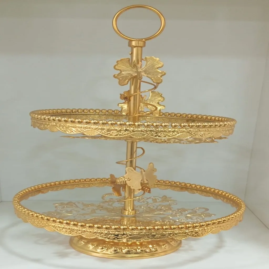 Luxury Two-Tier Gold Decorative Serving Stand