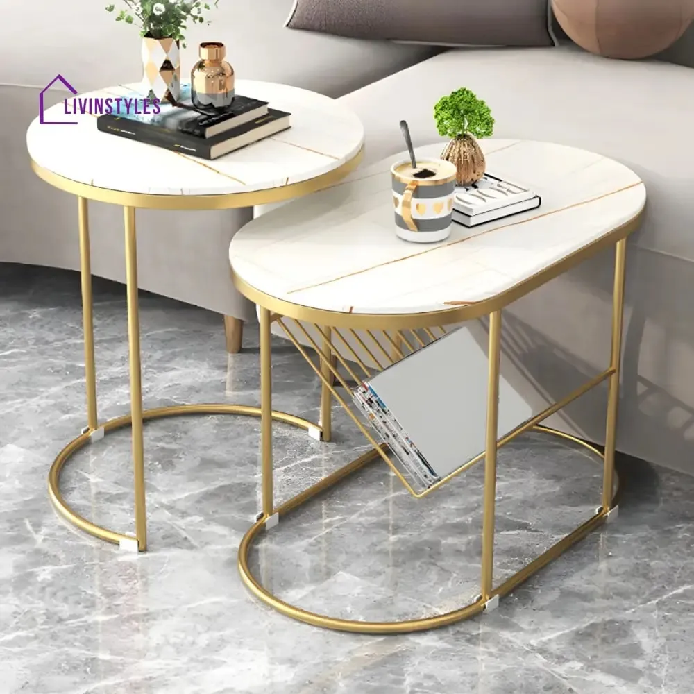 Marble Top Nesting Coffee Table Set (image 2 of 3)