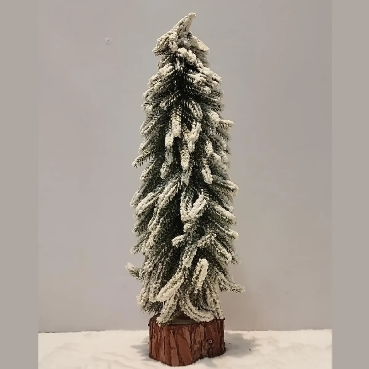 Mini Flocked Christmas Tree on Wood Base
