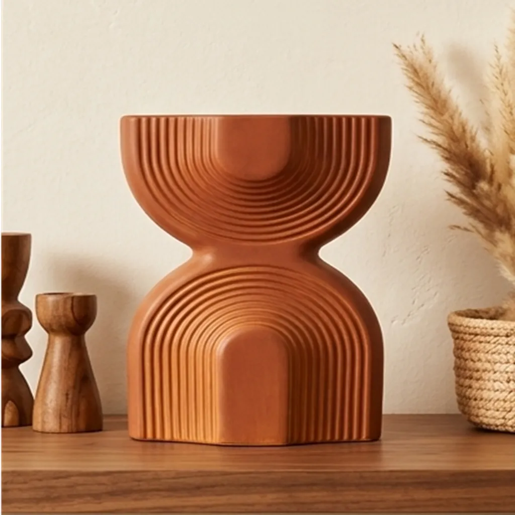 Modern Ribbed Decorative Vase (image 2 of 2)