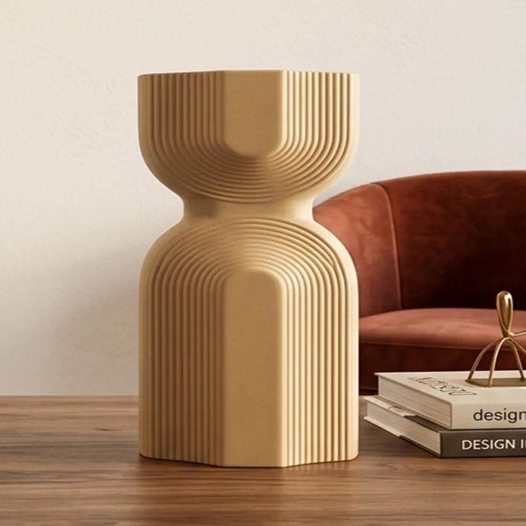 Modern Ribbed Hourglass Decorative Vase (image 2 of 2)