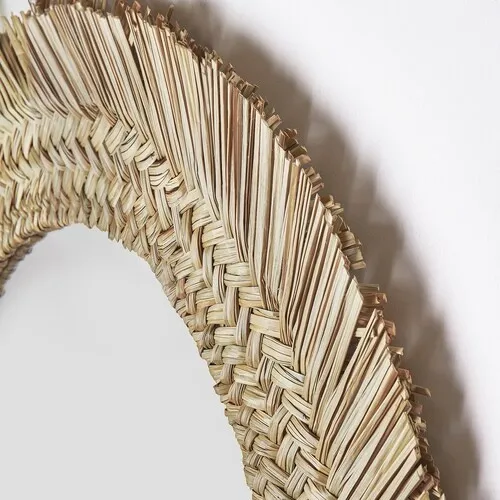 Natural Sedge Woven Round Wall Mirror, 63 cm (image 4 of 4)