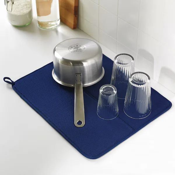 NYSKOLJD Dish drying mat, blue, 44x36 cm (image 4 of 5)