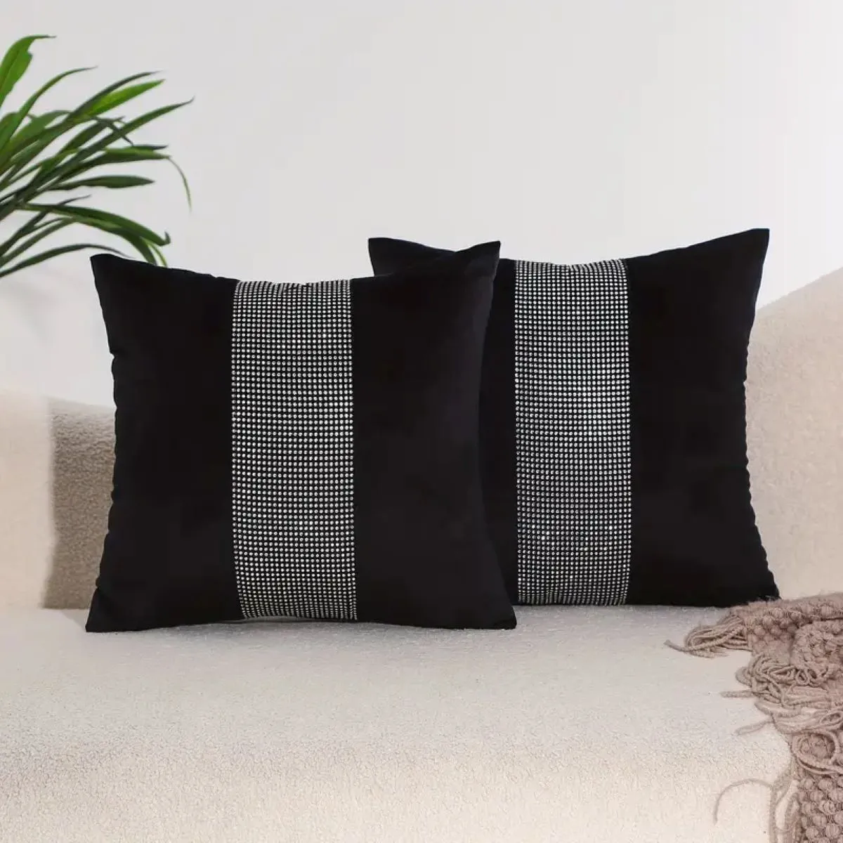 Plain velvet cushion cover (image 2 of 2)