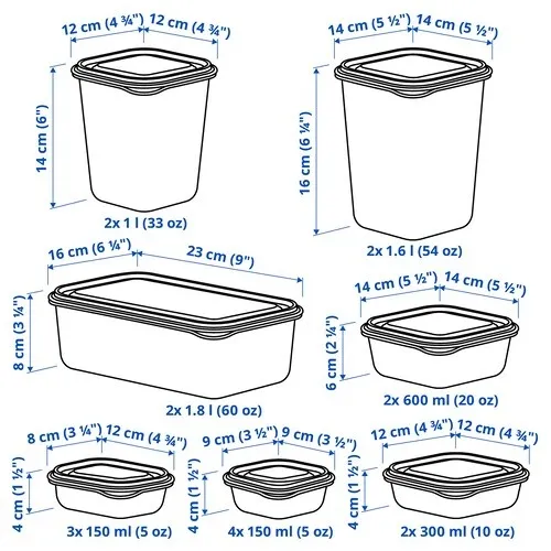PRUTA Food container 17 pcs (image 4 of 4)