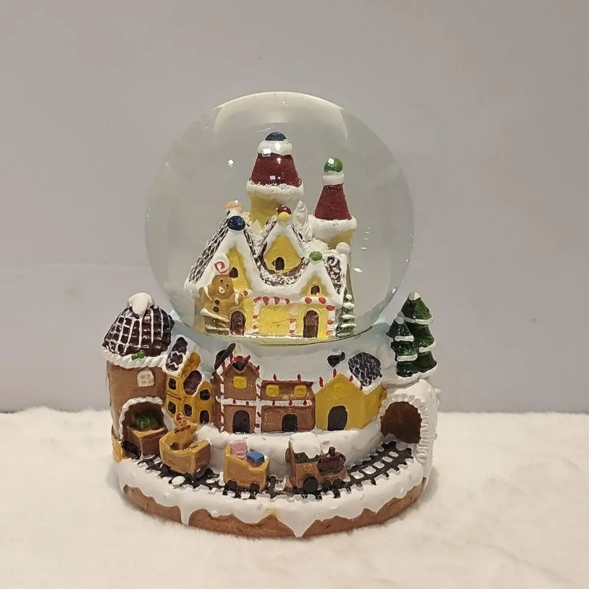 Resin Base Holiday Village Snow Globe Figurine