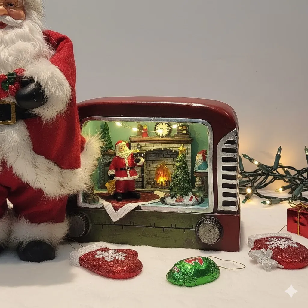 Retro Radio Santa Figurine – Whimsical Holiday Scene (image 2 of 2)