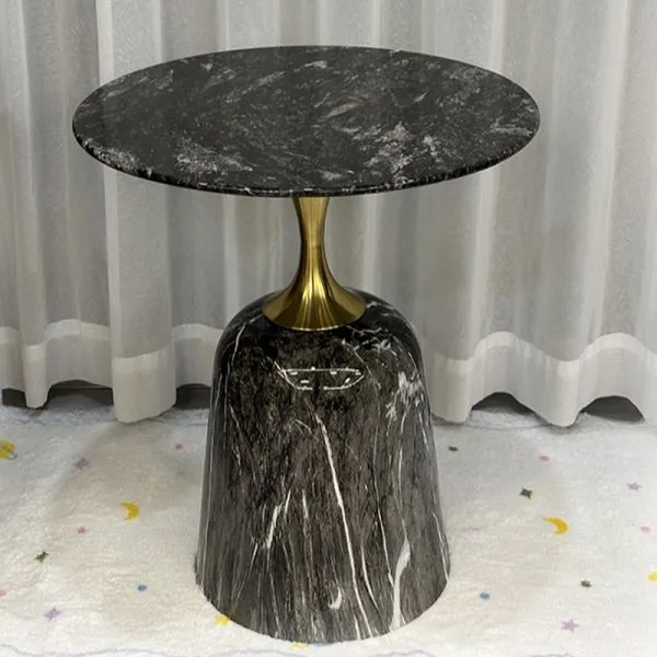 Round Black Glass Top Side Table (image 2 of 2)