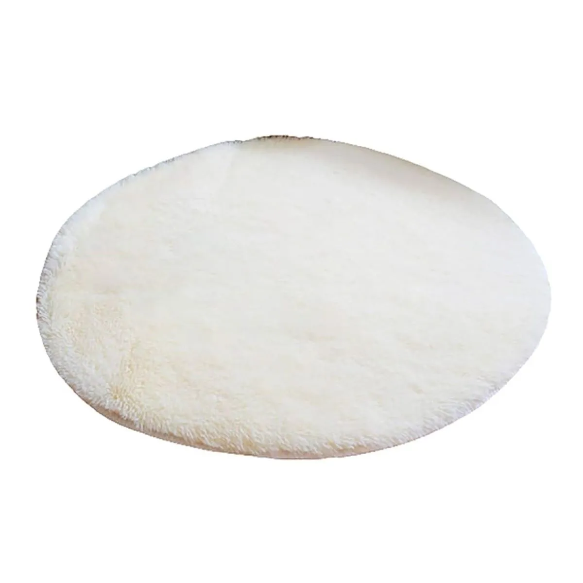 Round ivory wool mat