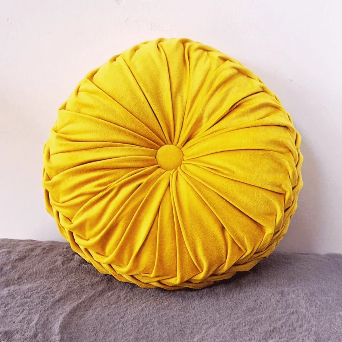 Round Sofa Cushion Pure Color Velvet Pillow