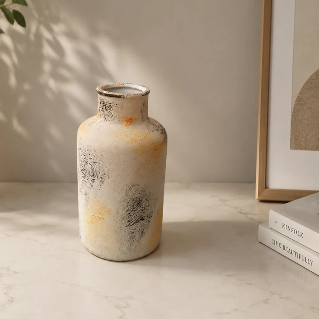 Rustic Textured Ceramic Decorative Vase