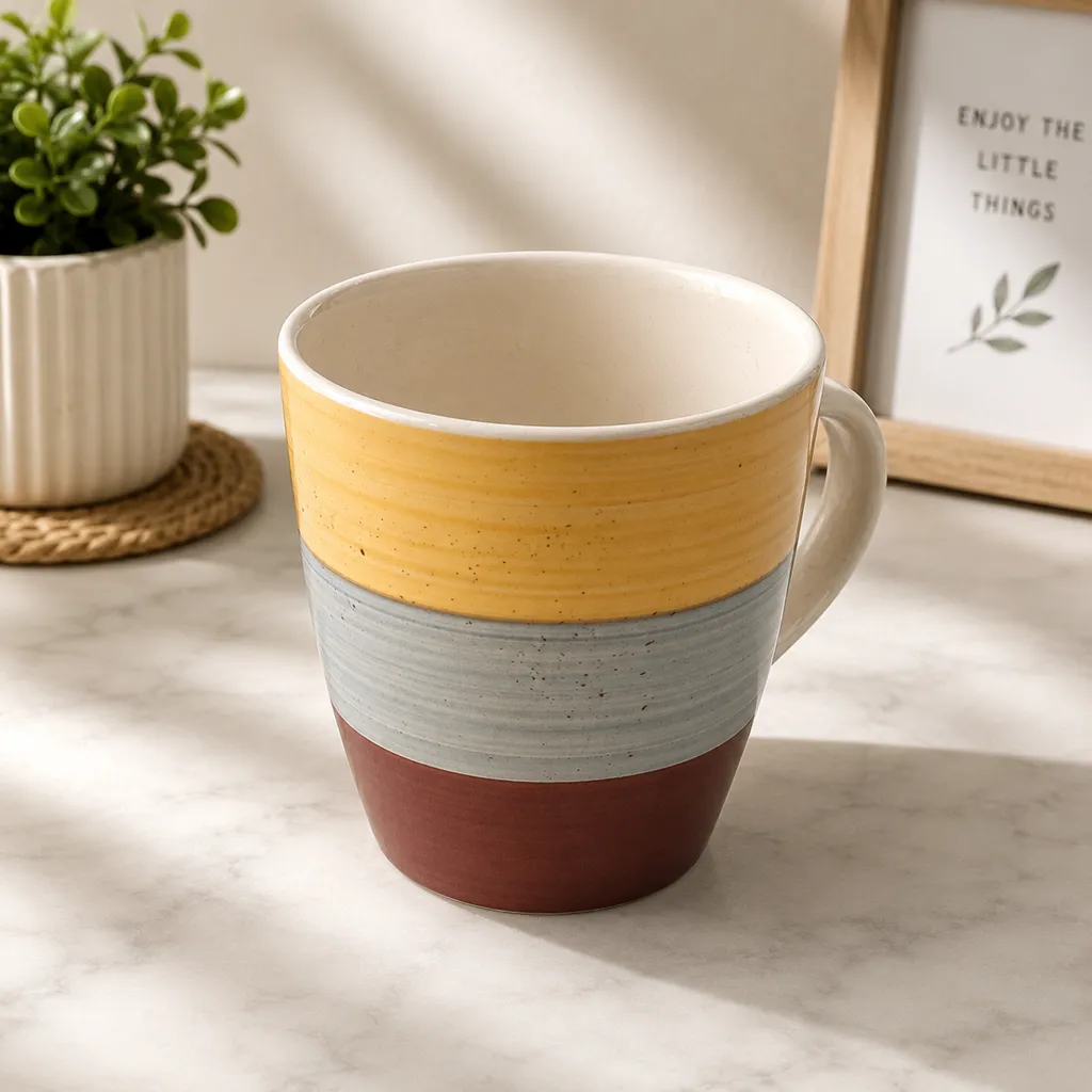 Rustic Tri-Color Ceramic Mug