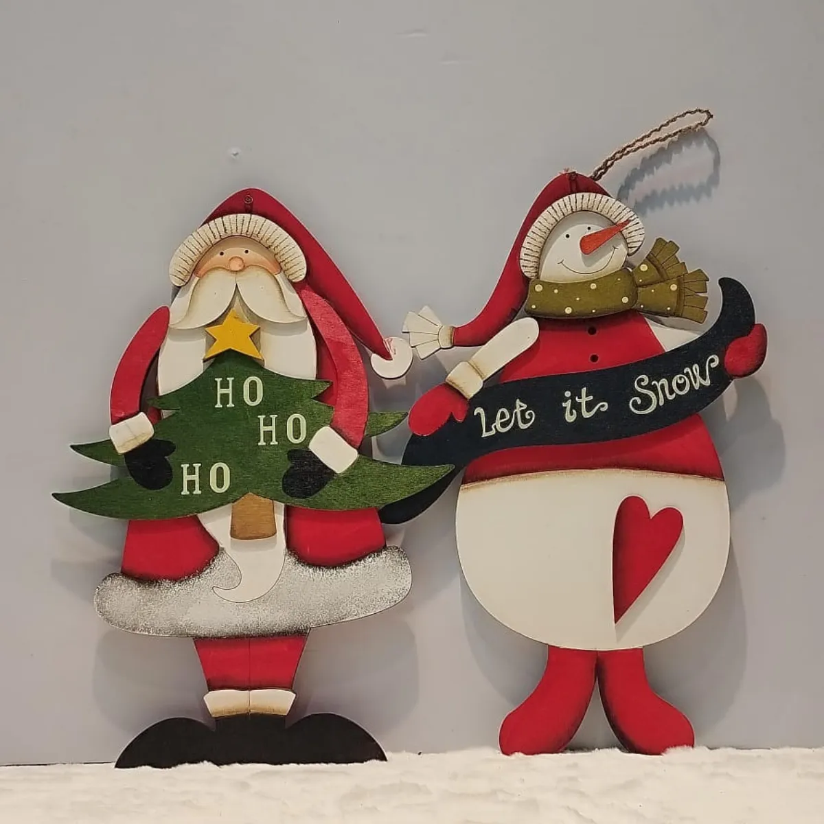 Santa & Snowman Hanging Ornament