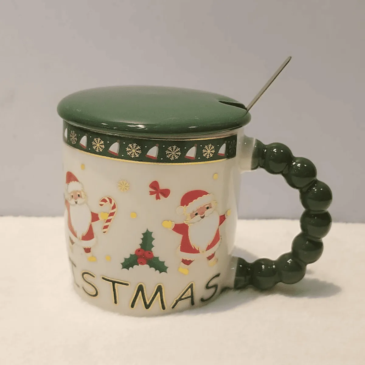 Santa Claus Christmas Ceramic Mug With Lid 25 6